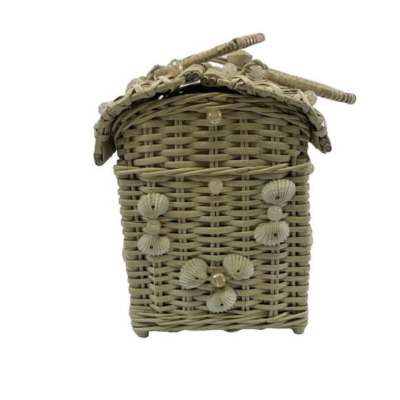 Ritter Basket Purse "It’s In The Bag" Box Top Flap Open Toggle Sea Shells White - Picture 2 of 16